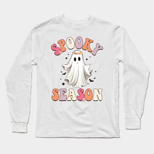 Retro Ghost Spooky Season Design Long Sleeve T-Shirt